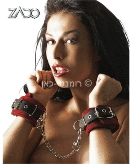 ZADO אזיקי ידיים מעור - אדום שחור